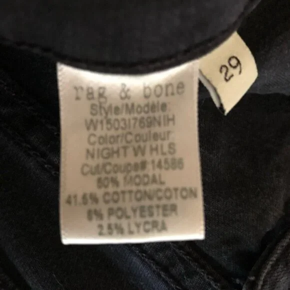 Rag & Bone Black Skinny Pants with Holes Distressed Denim Leggings 29 - Picture 12 of 14